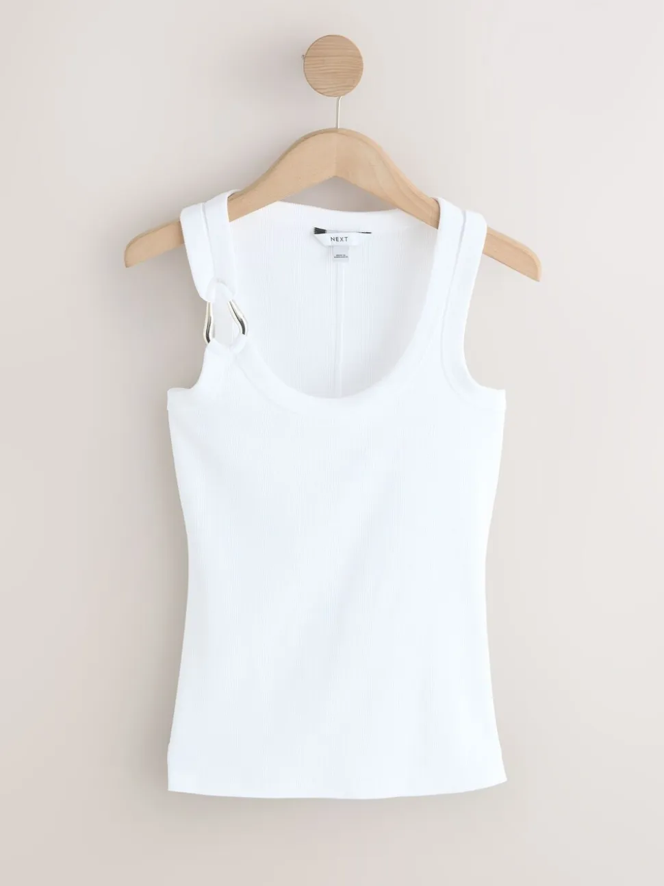 Wit/zilver - Trim Hardware Detail Racer Ribbed Vest Top