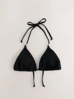 Wit/zwart - Gesmokte bikinitops met triangeldecolleté 2 stuks