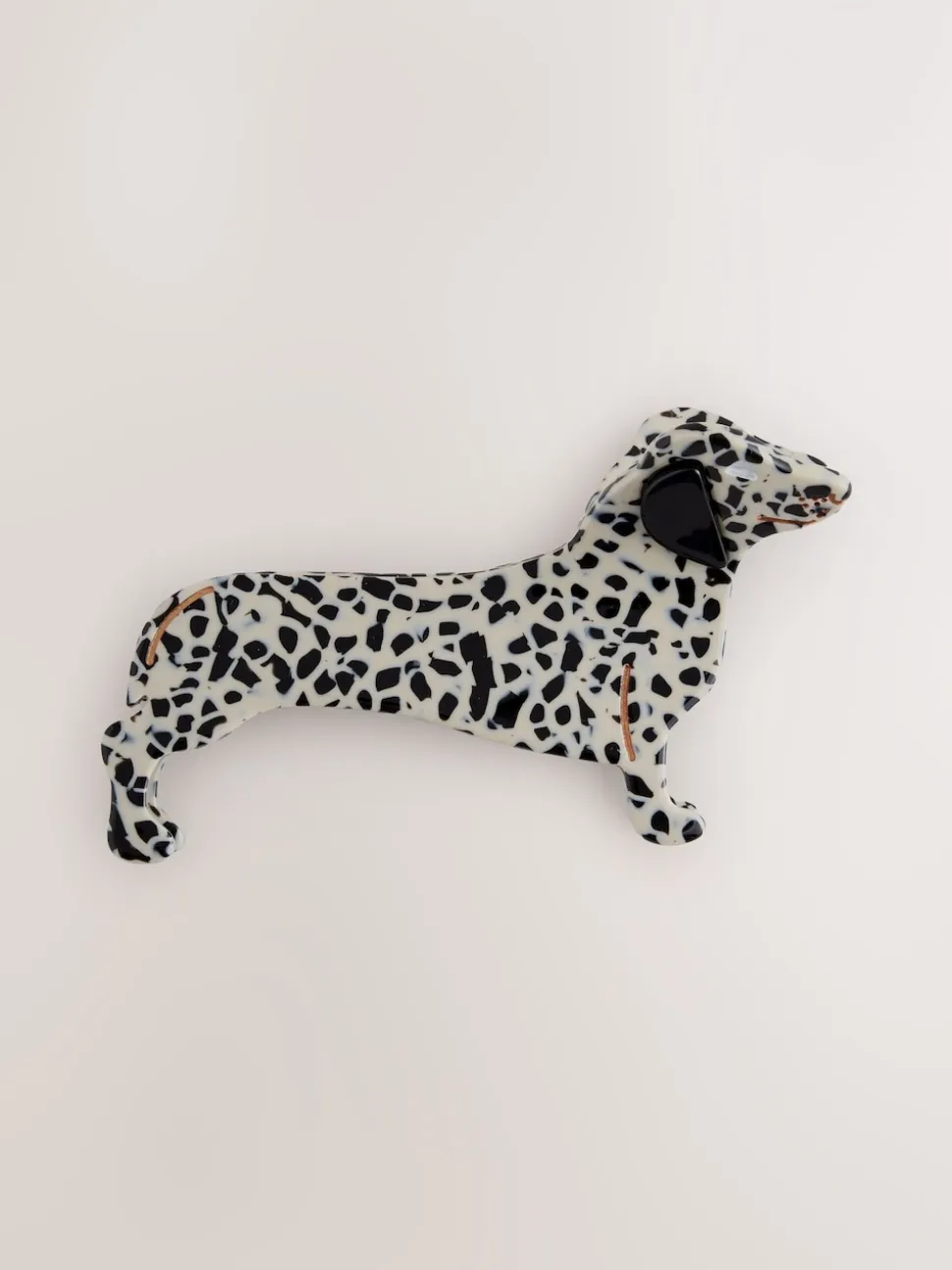 Wit/zwart - Sausage Dog Hair Claw Clip