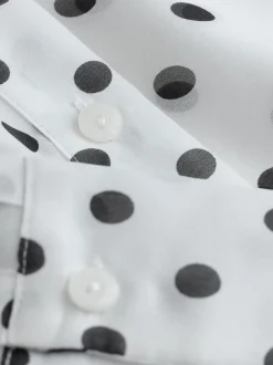 Wit/zwart met stippen - Overhemd met doorschijnende lange mouwen