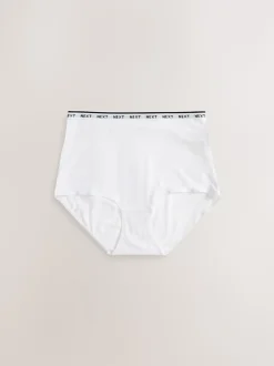 Wit/zwart/grijs - 4 Katoenen slipjes met logotailleband