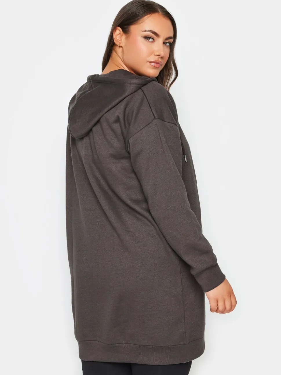 Yours - Curve - Lange hoody met rits