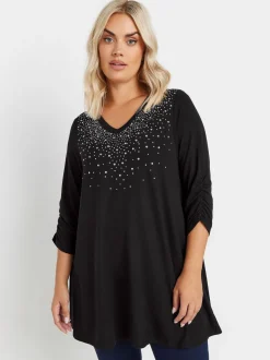 Yours - Curve soepelvallende top met studs