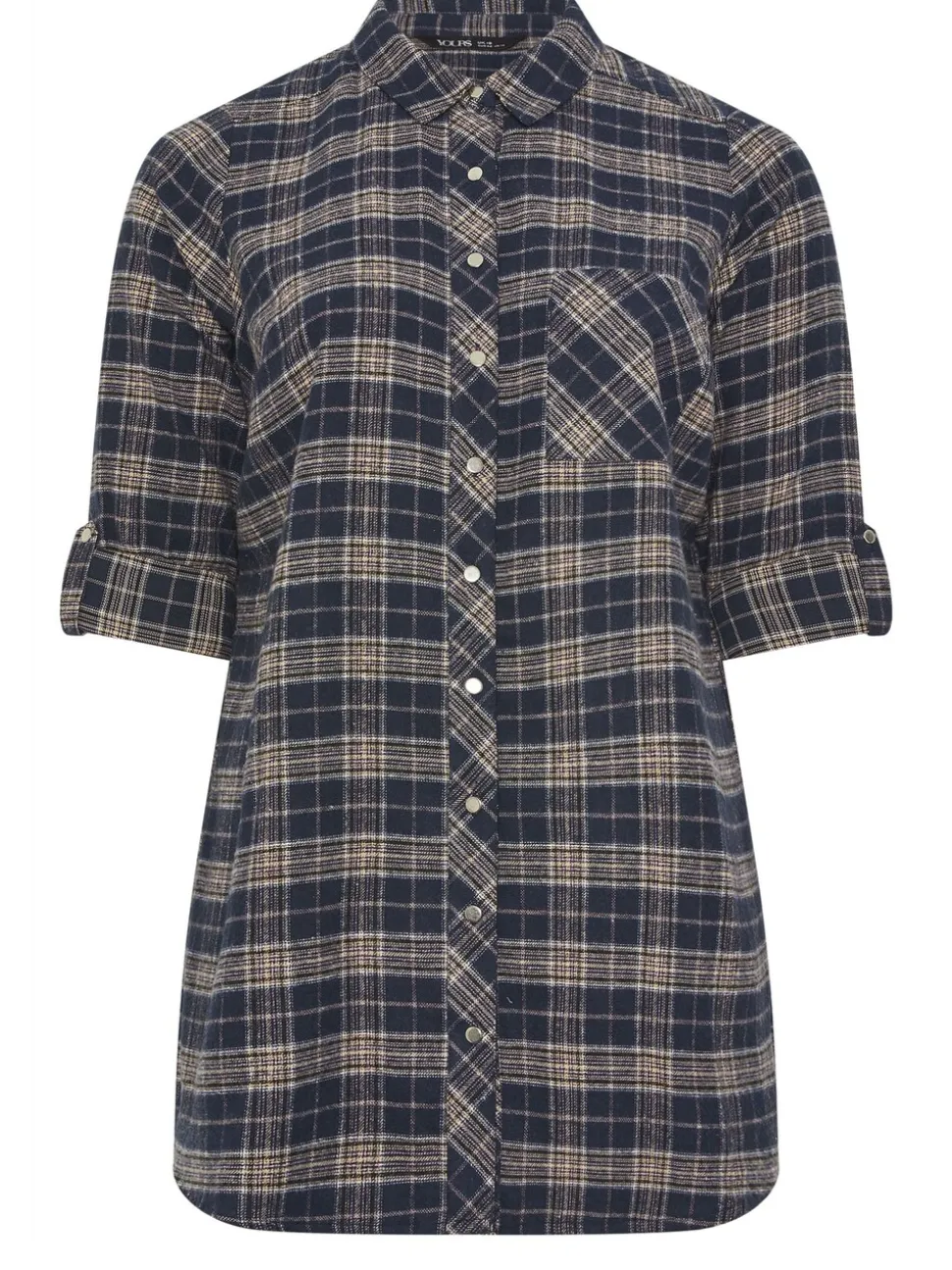Yours Curve - Geruit boyfriend-overhemd