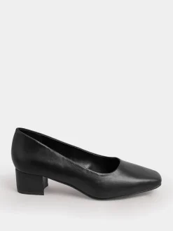 Yours Curve - Imitatieleren pumps met blokhak in extra wijde EEE-pasvorm