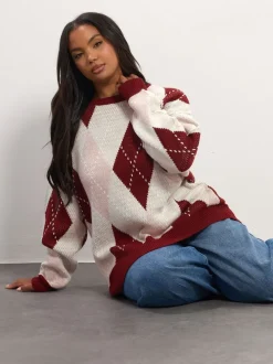 Yours Curve Argyle Jumper