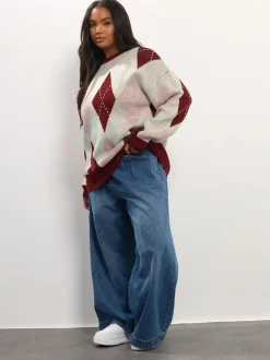 Yours Curve Argyle Jumper