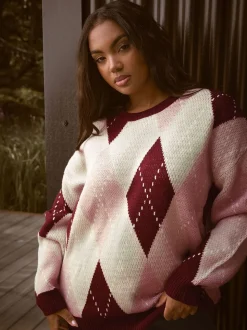 Yours Curve Argyle Jumper