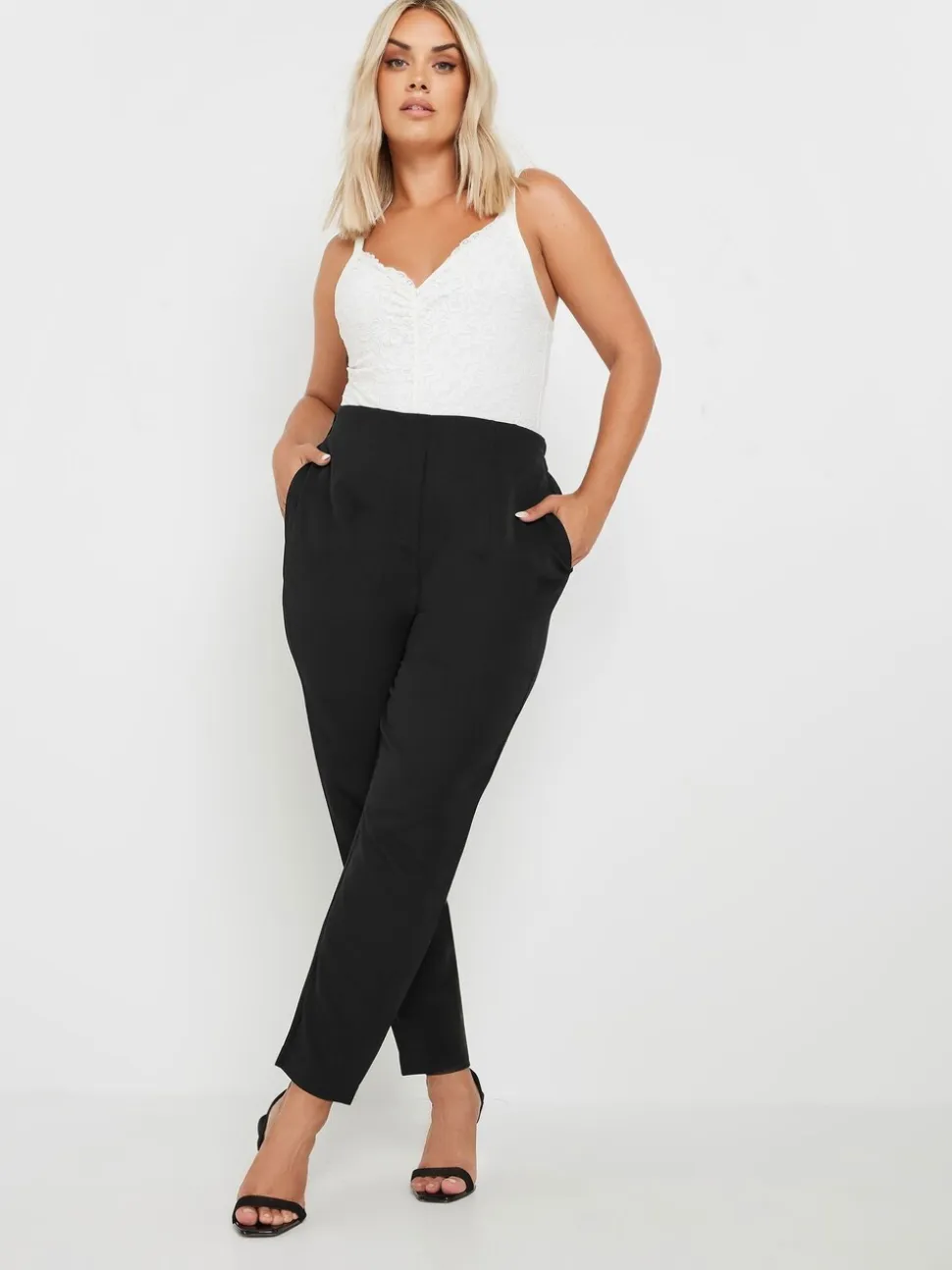 Yours Curve broek met taillerende taille en toelopende pijpen
