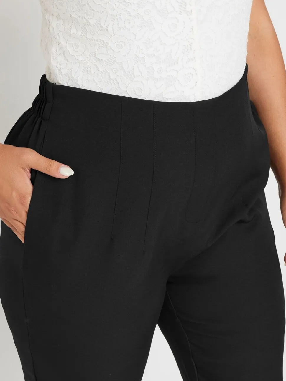 Yours Curve broek met taillerende taille en toelopende pijpen