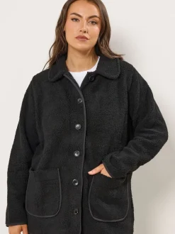 Yours Curve Button Front Teddy Fleece