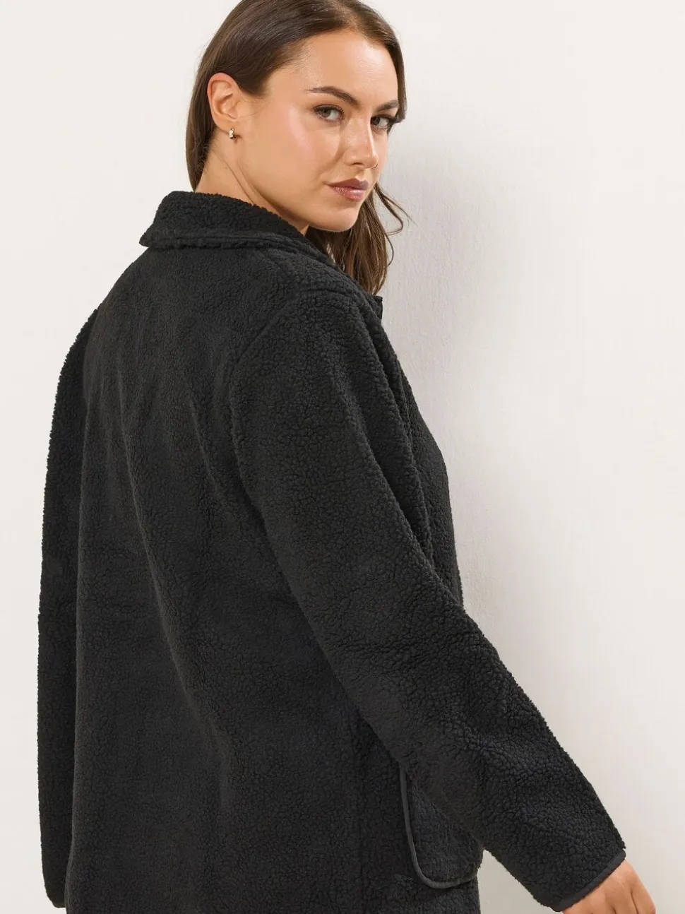Yours Curve Button Front Teddy Fleece