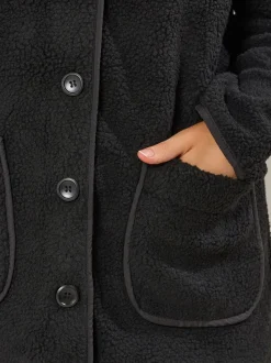 Yours Curve Button Front Teddy Fleece