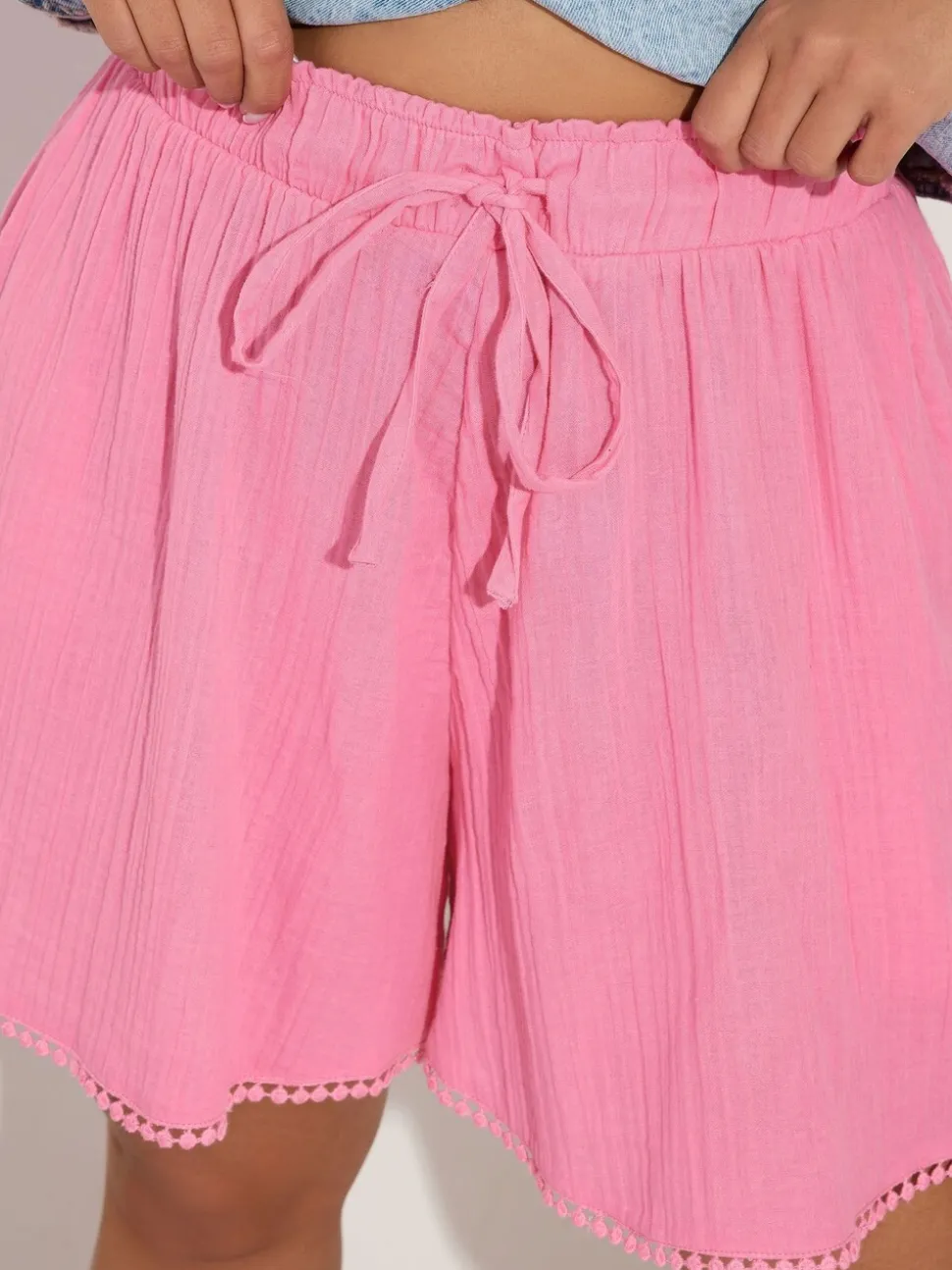 Yours Curve Double Gauze Flippy 100% Cotton Shorts