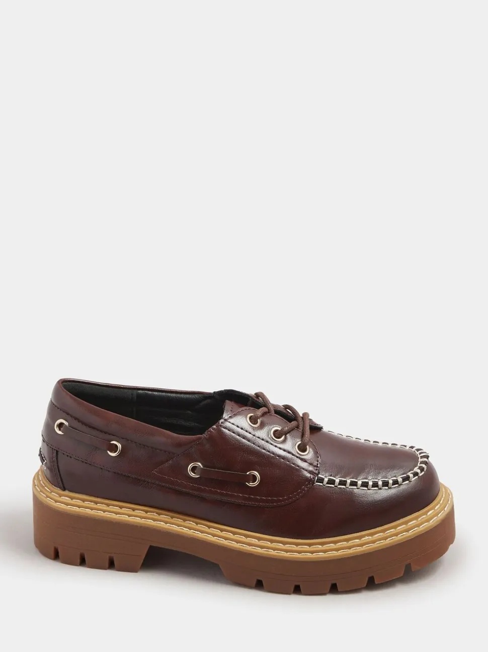 Yours Curve Extra Wide Fit Chunky Lace Up Boat Shoes