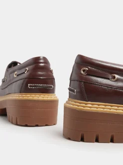 Yours Curve Extra Wide Fit Chunky Lace Up Boat Shoes