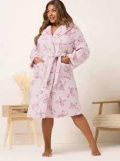 Yours Curve Fluffy Strikken Sjaalkraag Badjas
