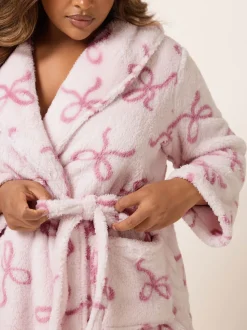 Yours Curve Fluffy Strikken Sjaalkraag Badjas