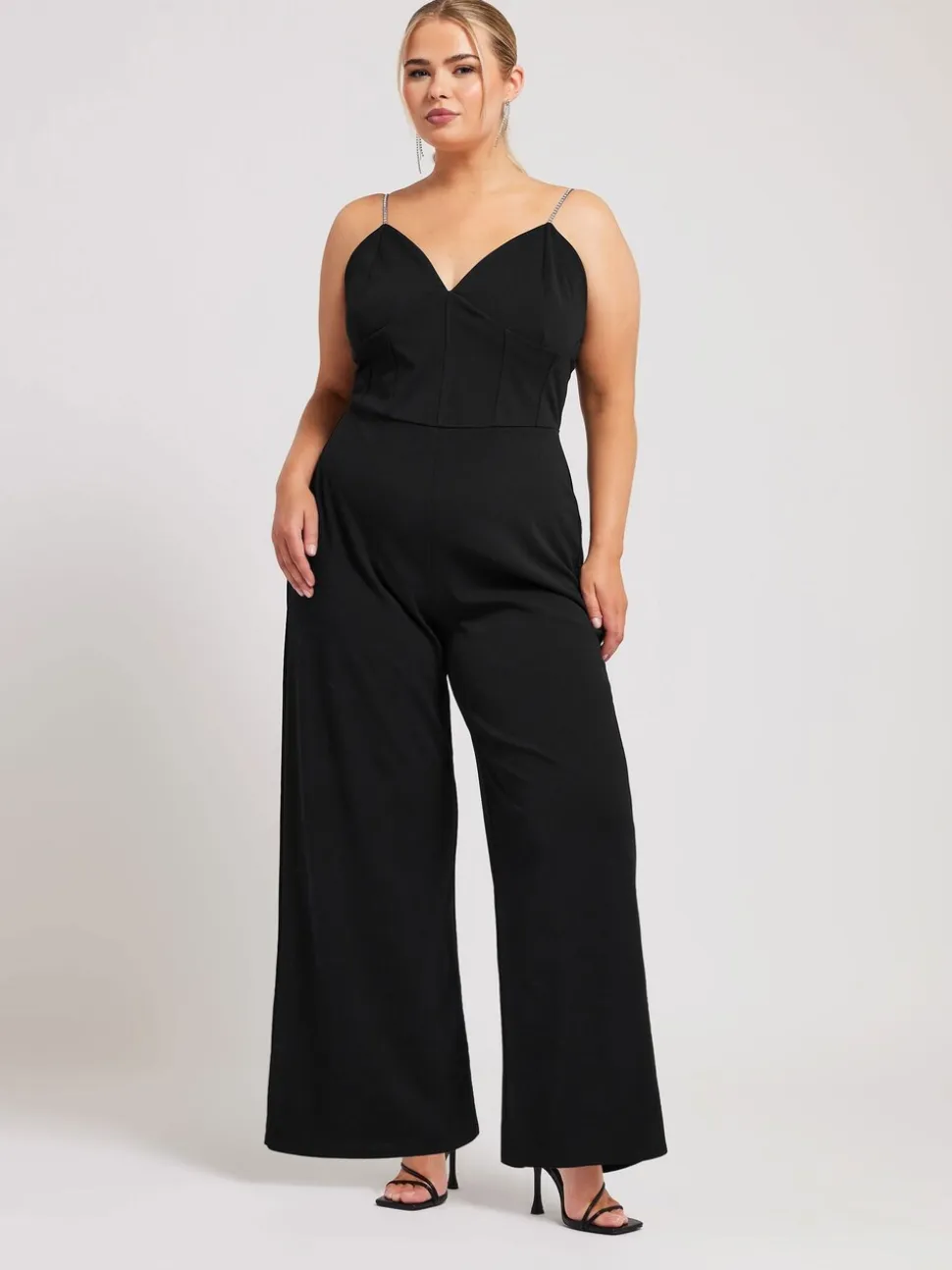 Yours Curve LONDON Diamante Corset Jumpsuit