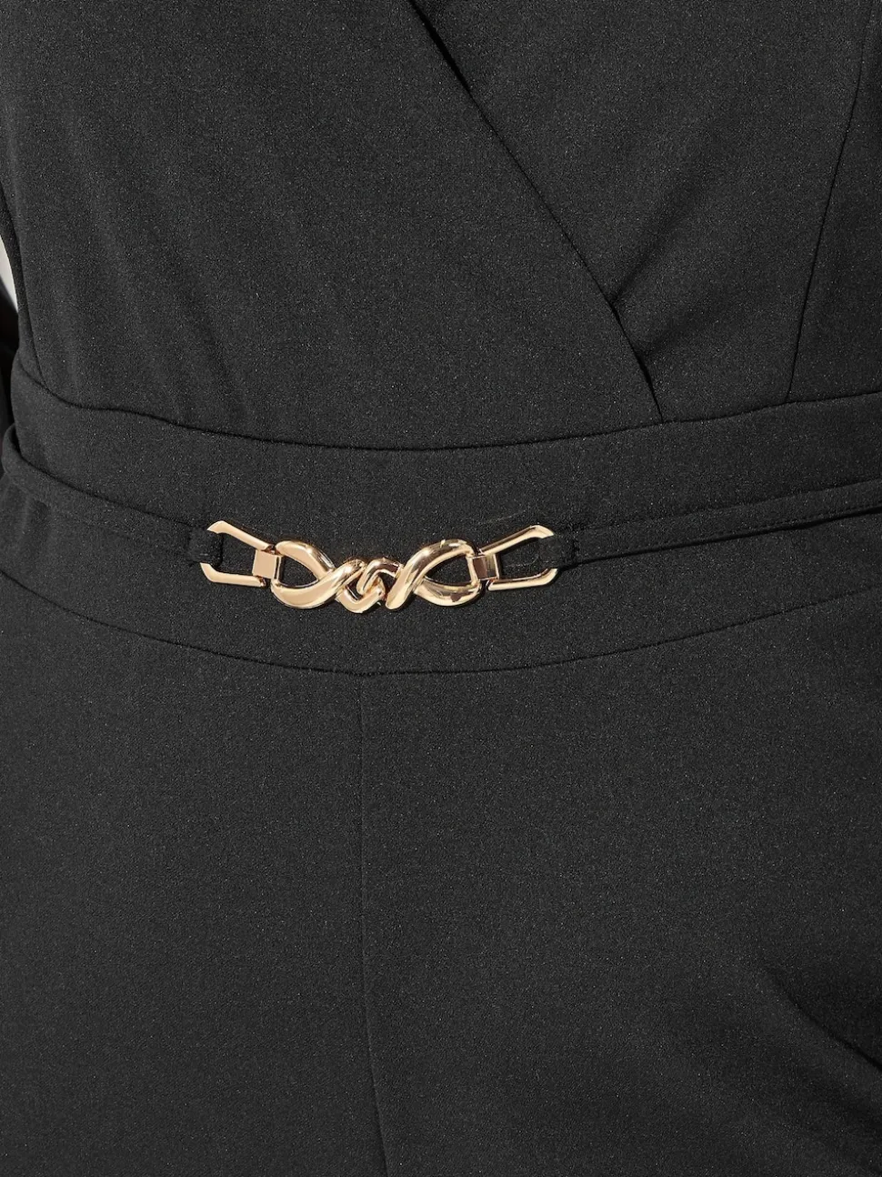 Yours Curve London Mesh Sleeve Buckle Jumpsuit