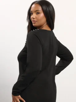 Yours Curve Long Sleeve Square Neck Swing Top