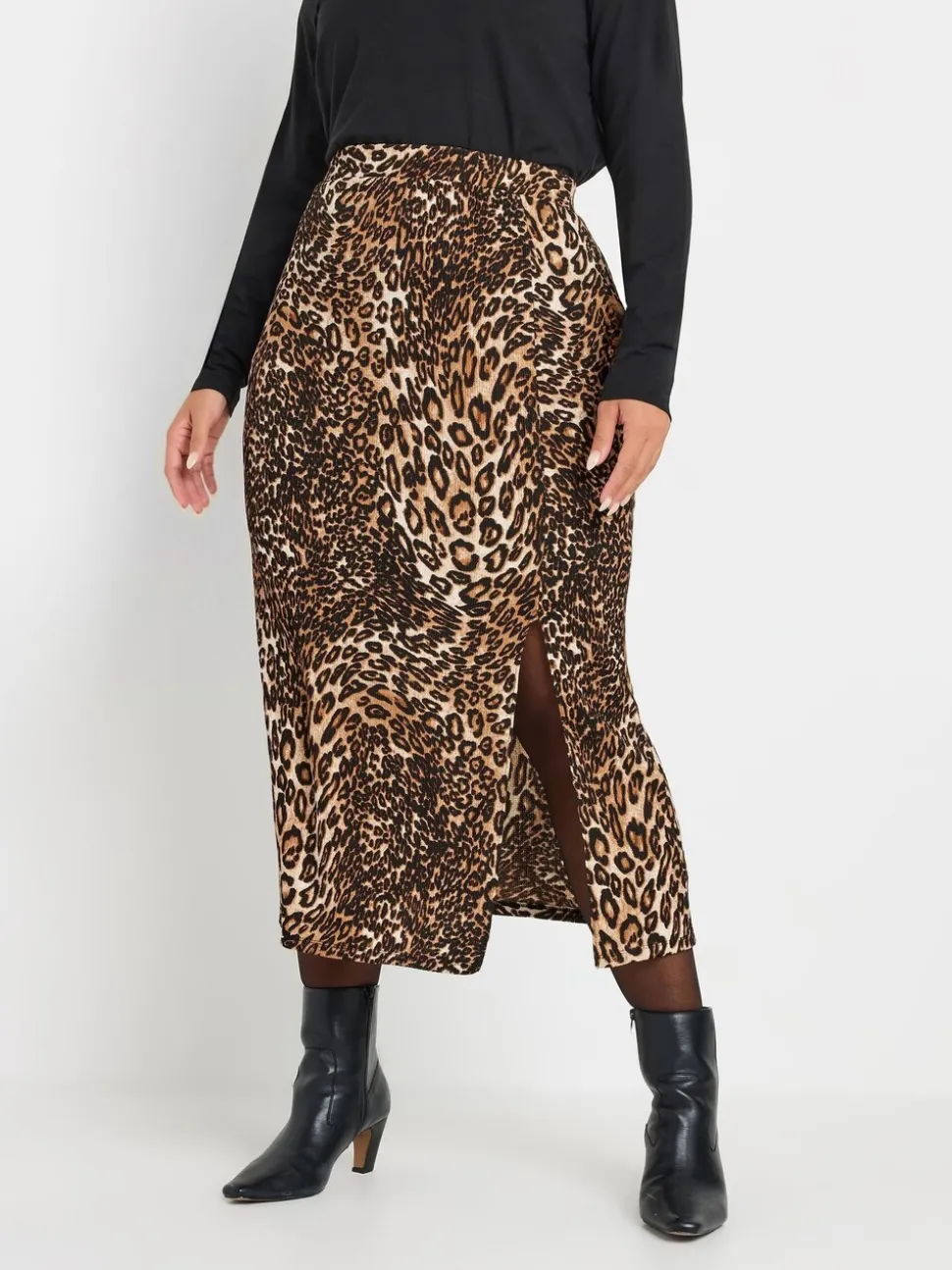 Yours Curve luipaardprint gestructureerde rok