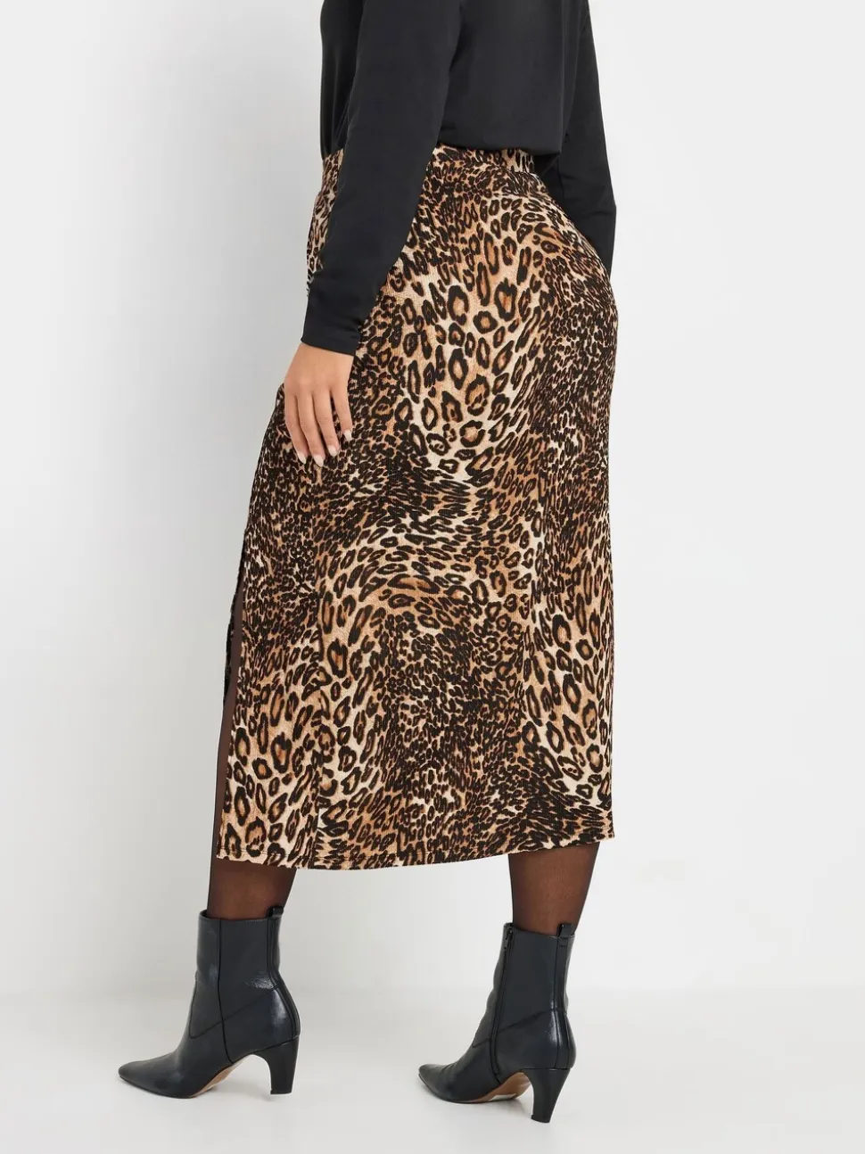 Yours Curve luipaardprint gestructureerde rok