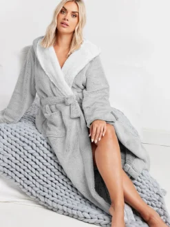 Yours Curve Maxi badjas Met capuchon