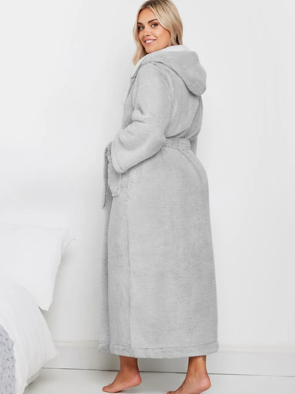 Yours Curve Maxi badjas Met capuchon