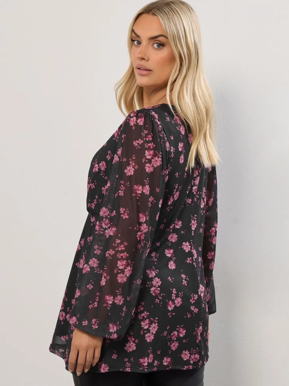 Yours Curve Mesh A Line Balloon Blouse