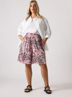 Yours Curve Paisley Crinkle Shorts