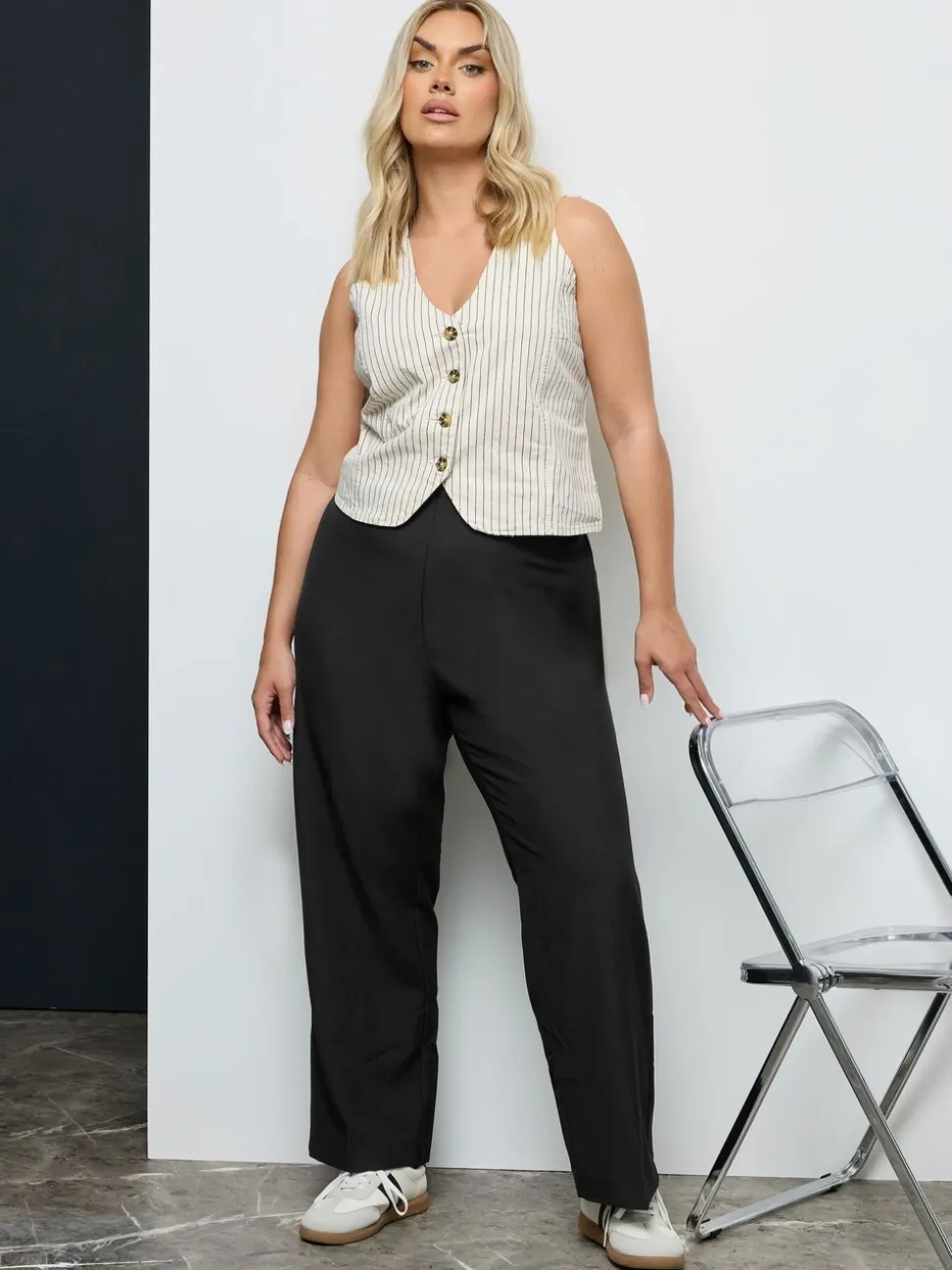 Yours Curve stretchbroek met elastische taille en rechte pijpen