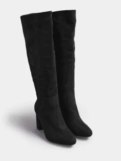 Yours Curve Wide Fit Heeled Micro Knee High Boots