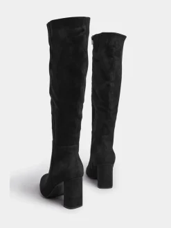 Yours Curve Wide Fit Heeled Micro Knee High Boots