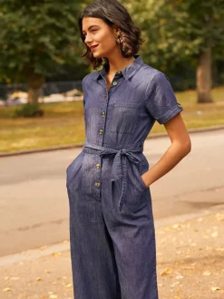Yumi 100% Cotton Denim Button Jumpsuit