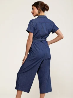 Yumi 100% Cotton Denim Button Jumpsuit