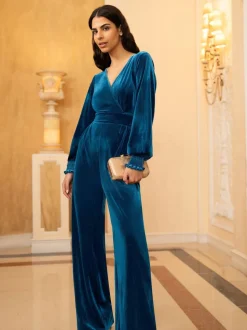Yumi - Fluwelen jumpsuit met lange mouwen