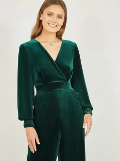 Yumi - Fluwelen jumpsuit met lange mouwen
