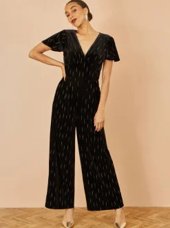 Yumi Foil Print Velvet Jumpsuit