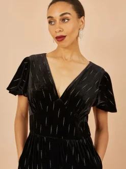 Yumi Foil Print Velvet Jumpsuit
