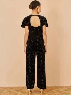 Yumi Foil Print Velvet Jumpsuit