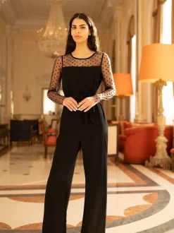 Yumi jumpsuit met stippen van stretch gaas