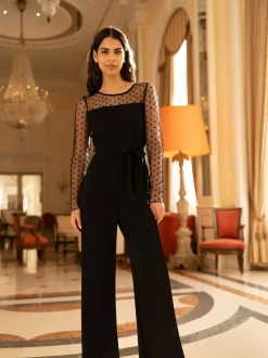 Yumi jumpsuit met stippen van stretch gaas