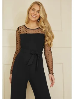Yumi jumpsuit met stippen van stretch gaas