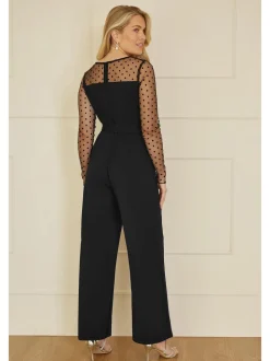 Yumi jumpsuit met stippen van stretch gaas