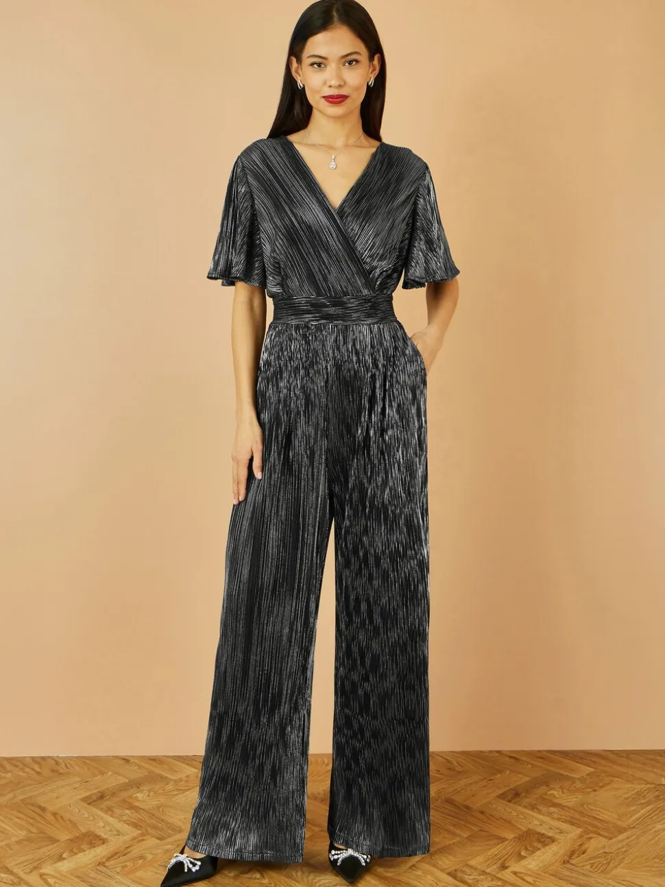 Yumi Pleated Jumpsuit With V-Neck