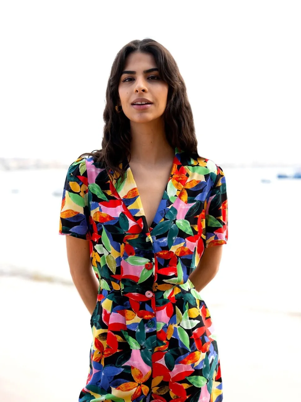 Yumi Tropical Leaf Print Playsuit