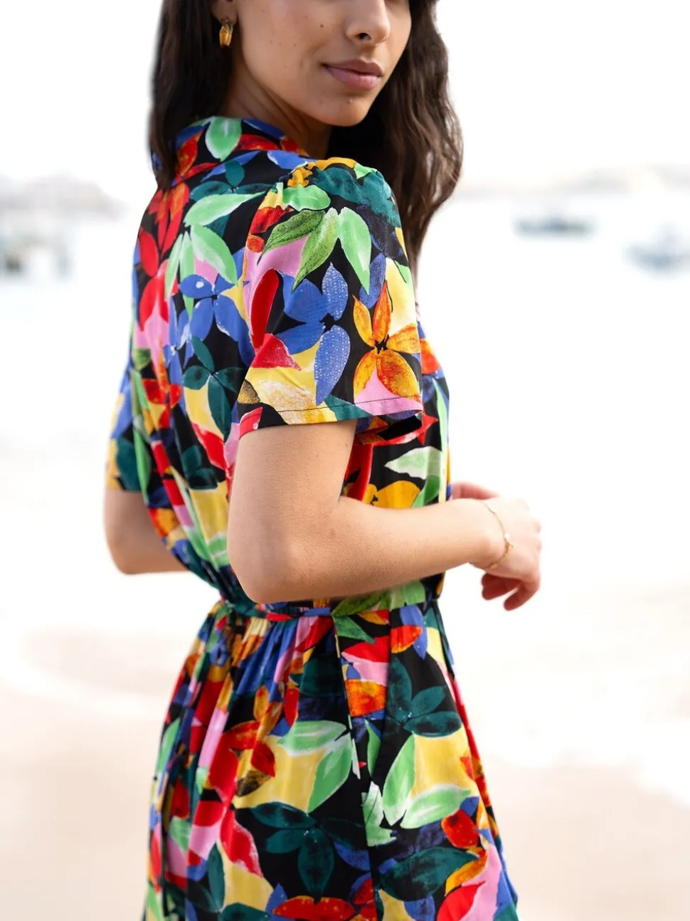 Yumi Tropical Leaf Print Playsuit