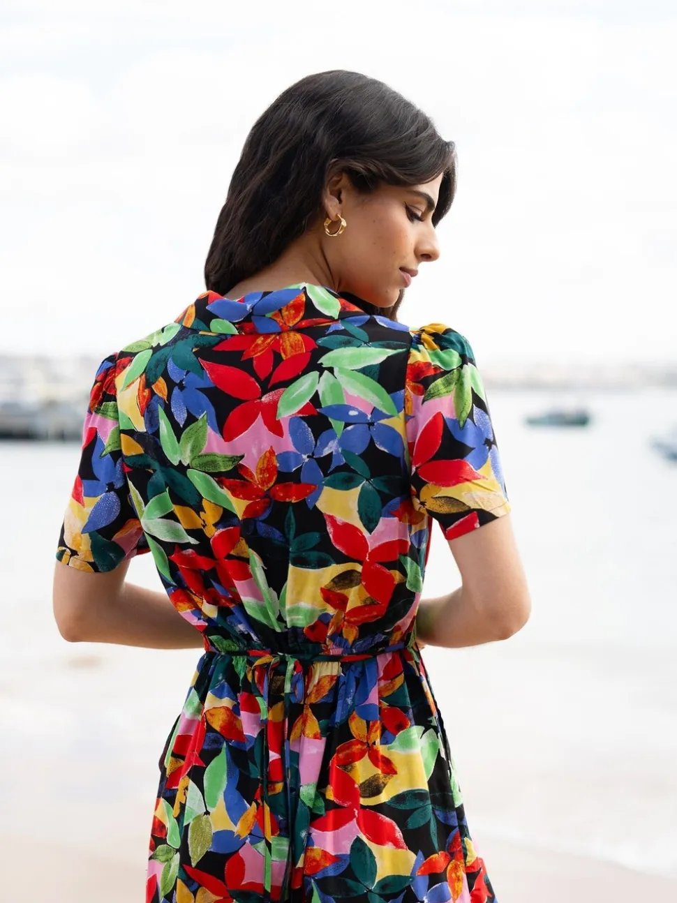 Yumi Tropical Leaf Print Playsuit