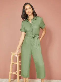 Yumi Twill Viscose Utility Jumpsuit